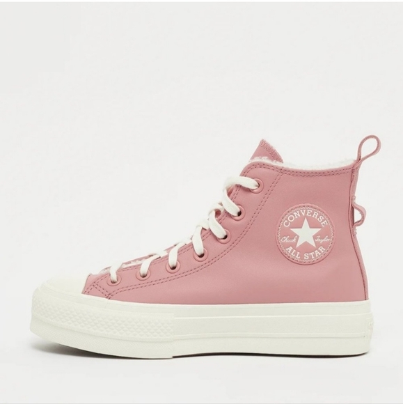 Converse Shoes - Converse Women's CTAS Lift Hi Sherpa A04256C Rust Pink/Egret Leather Sz 7